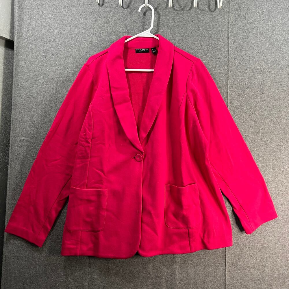 Susan Graver Weekend Regular Marina Knit Blazer Pink Fuchsia Size X-Large